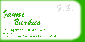 fanni burkus business card